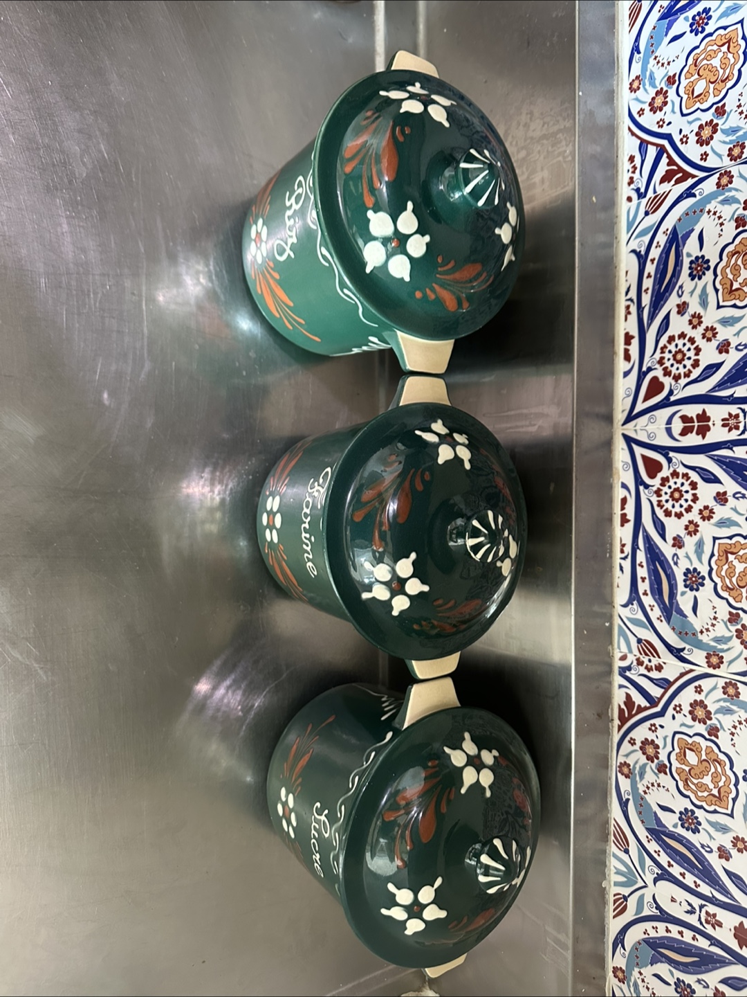 Set of 3 Vintage French Country Kitchen Canisters - photo 2