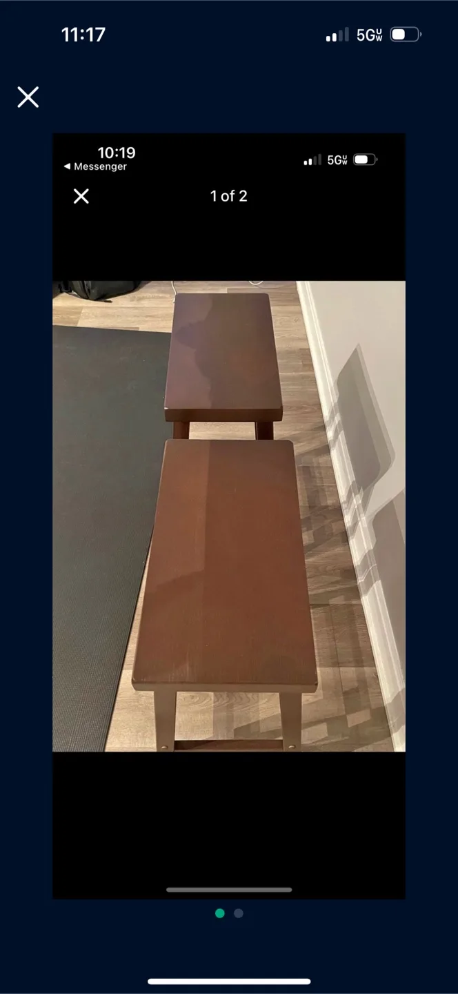 Pair of Dark Brown Wooden Stools image indicator(2)