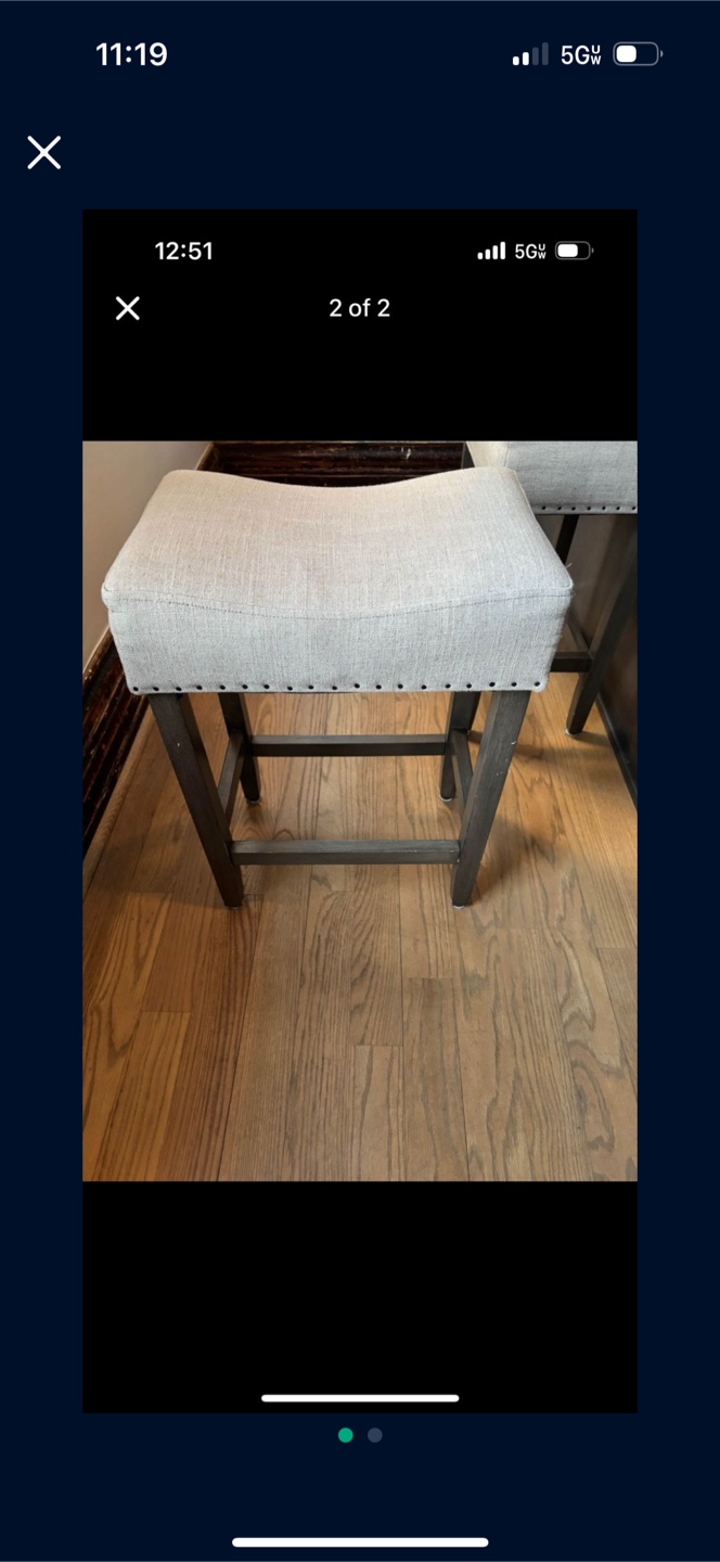 Pair of Brown Upholstered Bar Stools