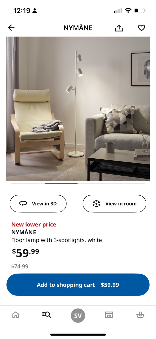 IKEA NYMÅNE Floor Lamp - White