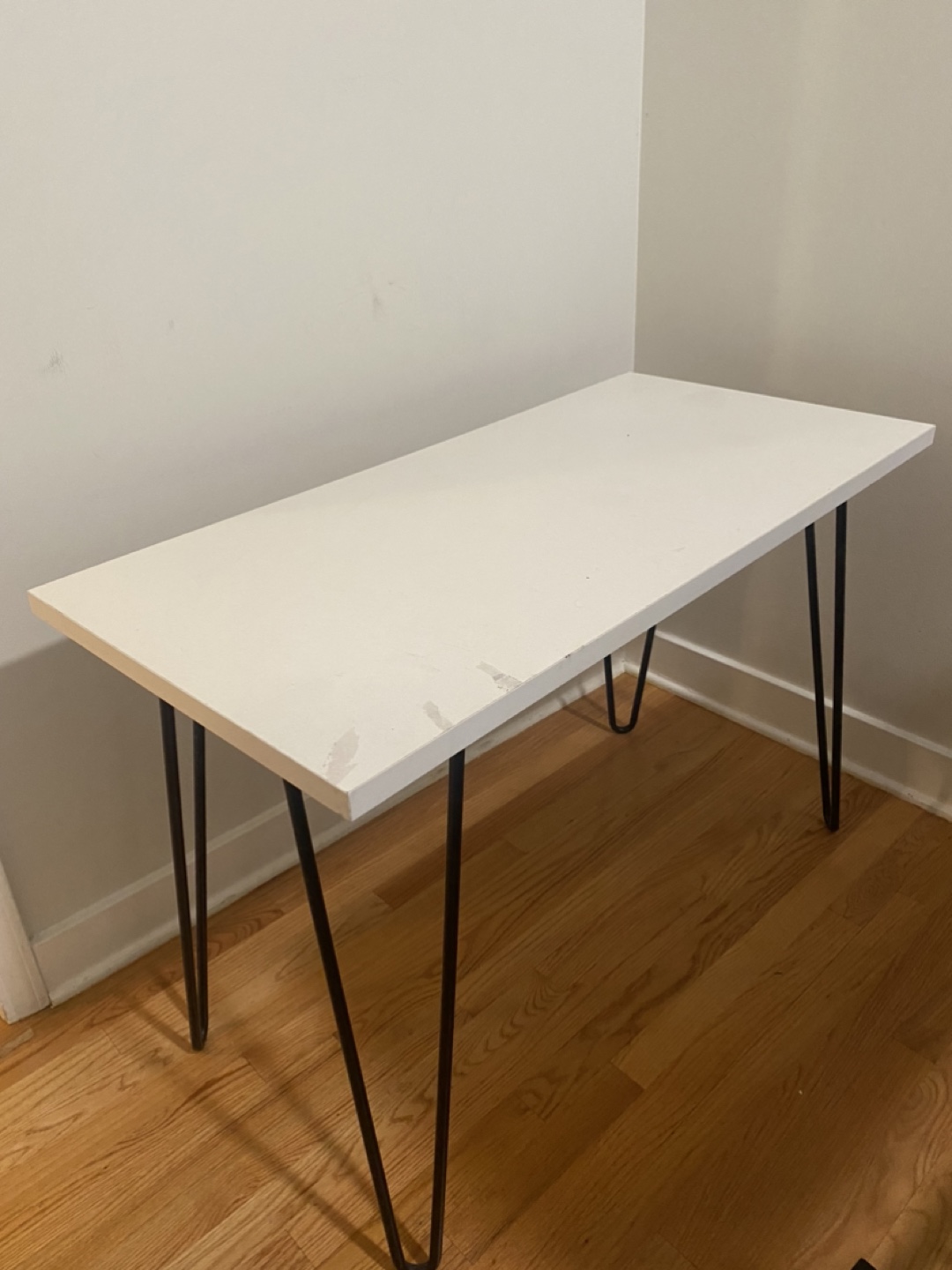 White Desk with Black Hairpin Legs