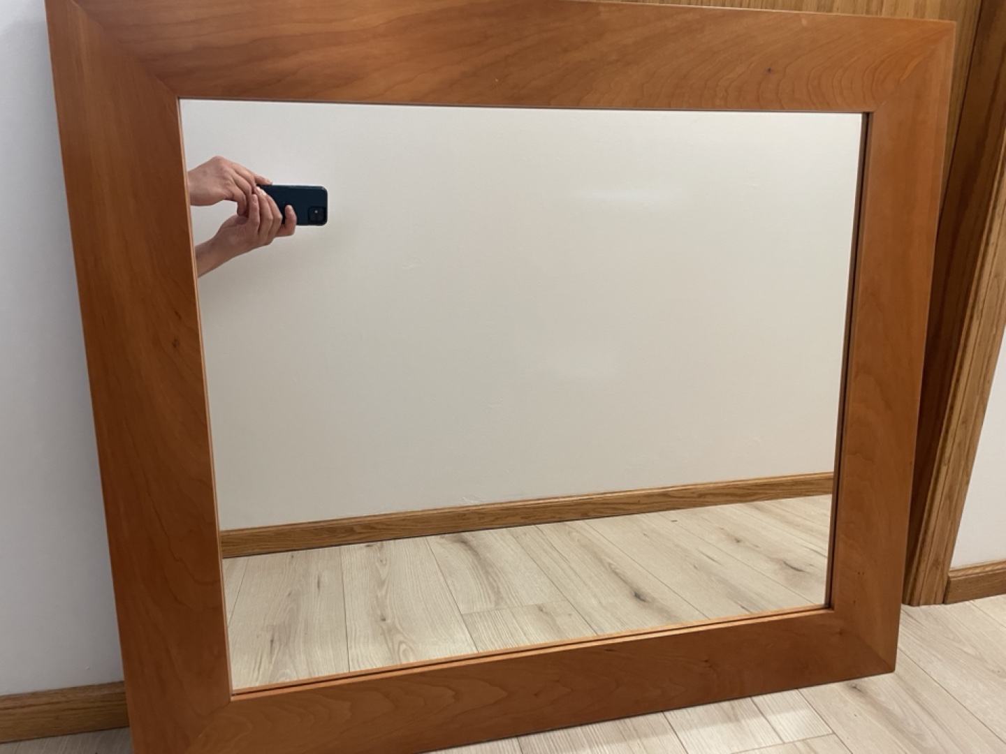 Large Cherry Wood Framed Mirror - photo 2