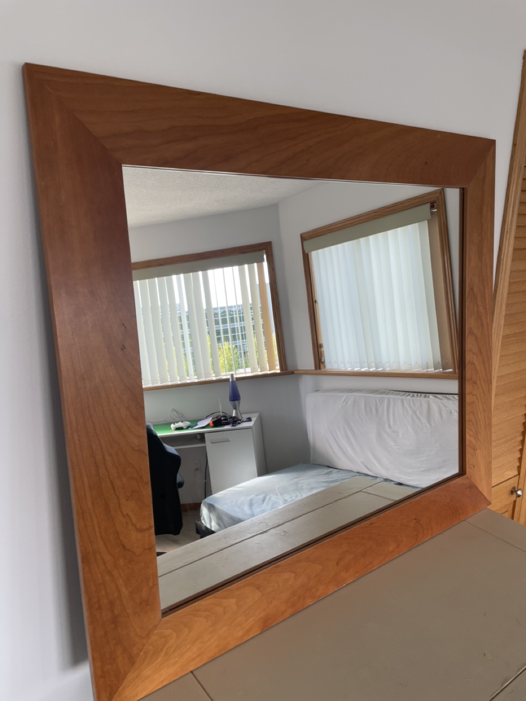 Large Cherry Wood Framed Mirror