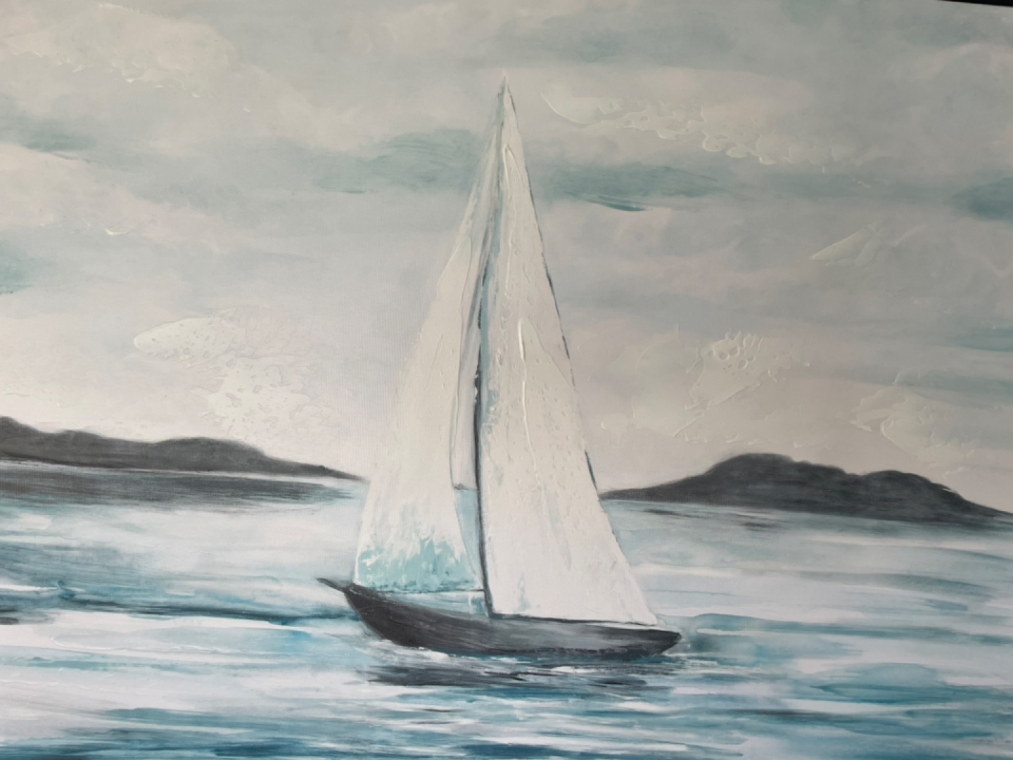 Seascape Canvas Painting of Sailboats - photo 3