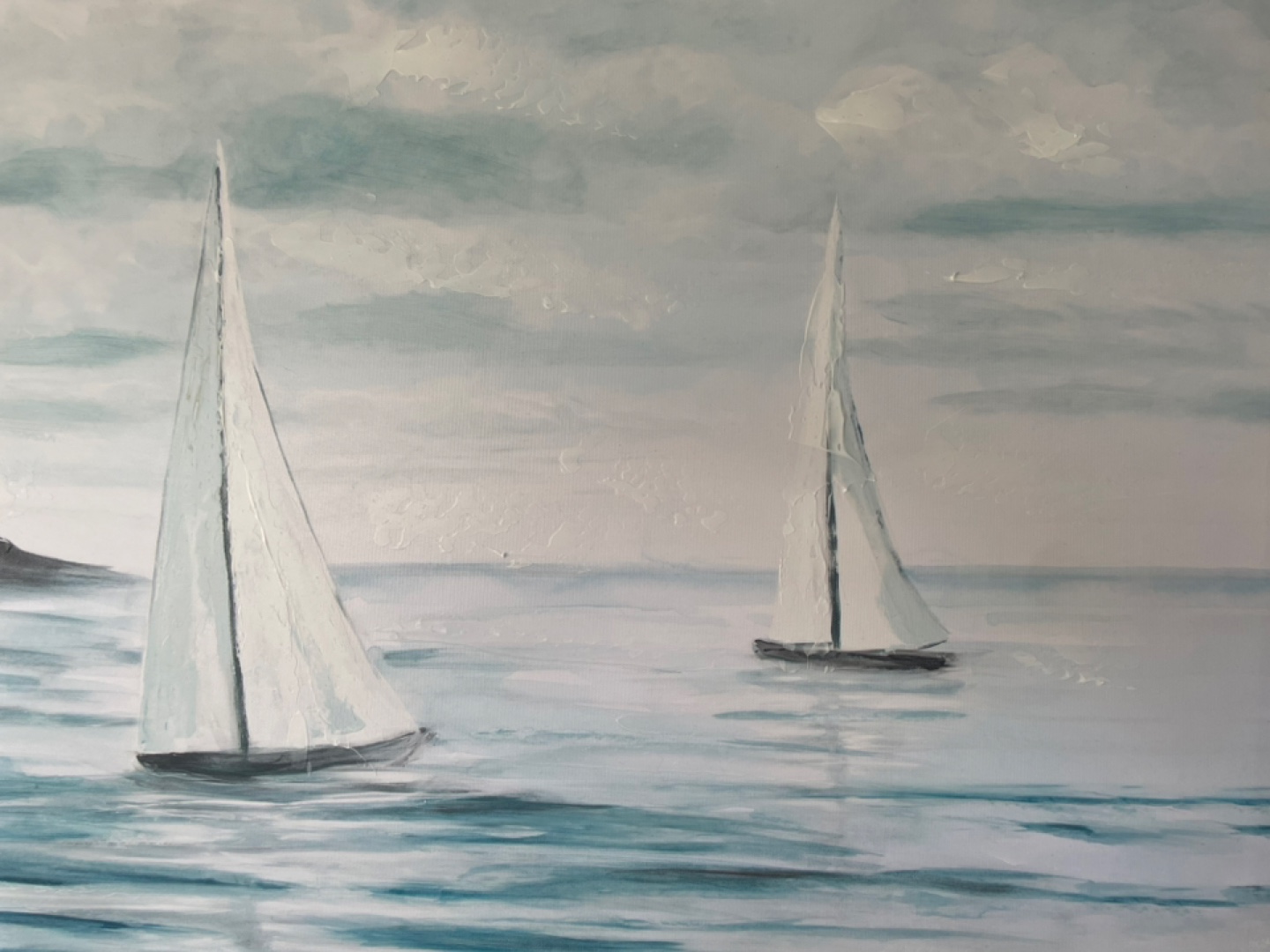 Seascape Canvas Painting of Sailboats - photo 2