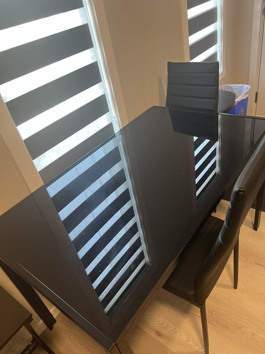 Black Glass Dining Table Set with 4 Chairs