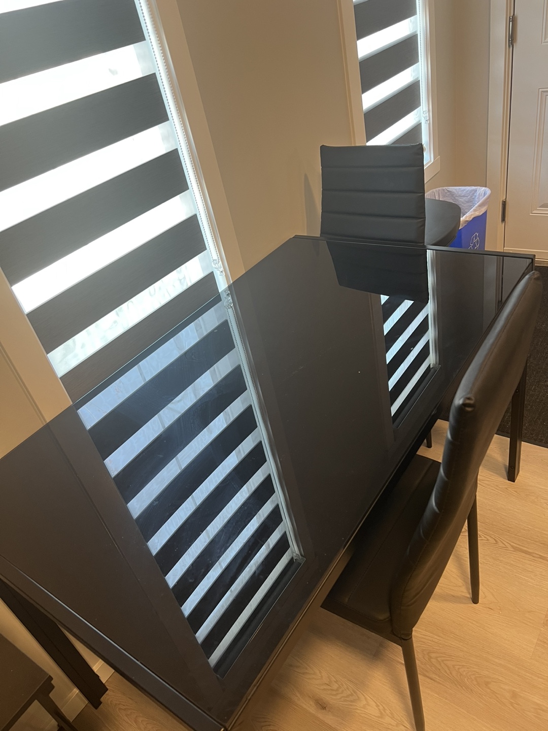 Black Glass Dining Table Set with 4 Chairs - photo 2