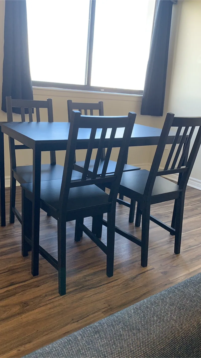 Black Dining Table and Four Chairs Set thumbnail