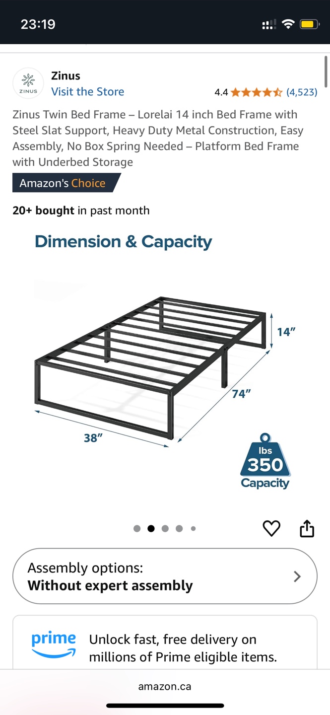 Zinus Lorelai single Bed Frame & mattress - photo 2