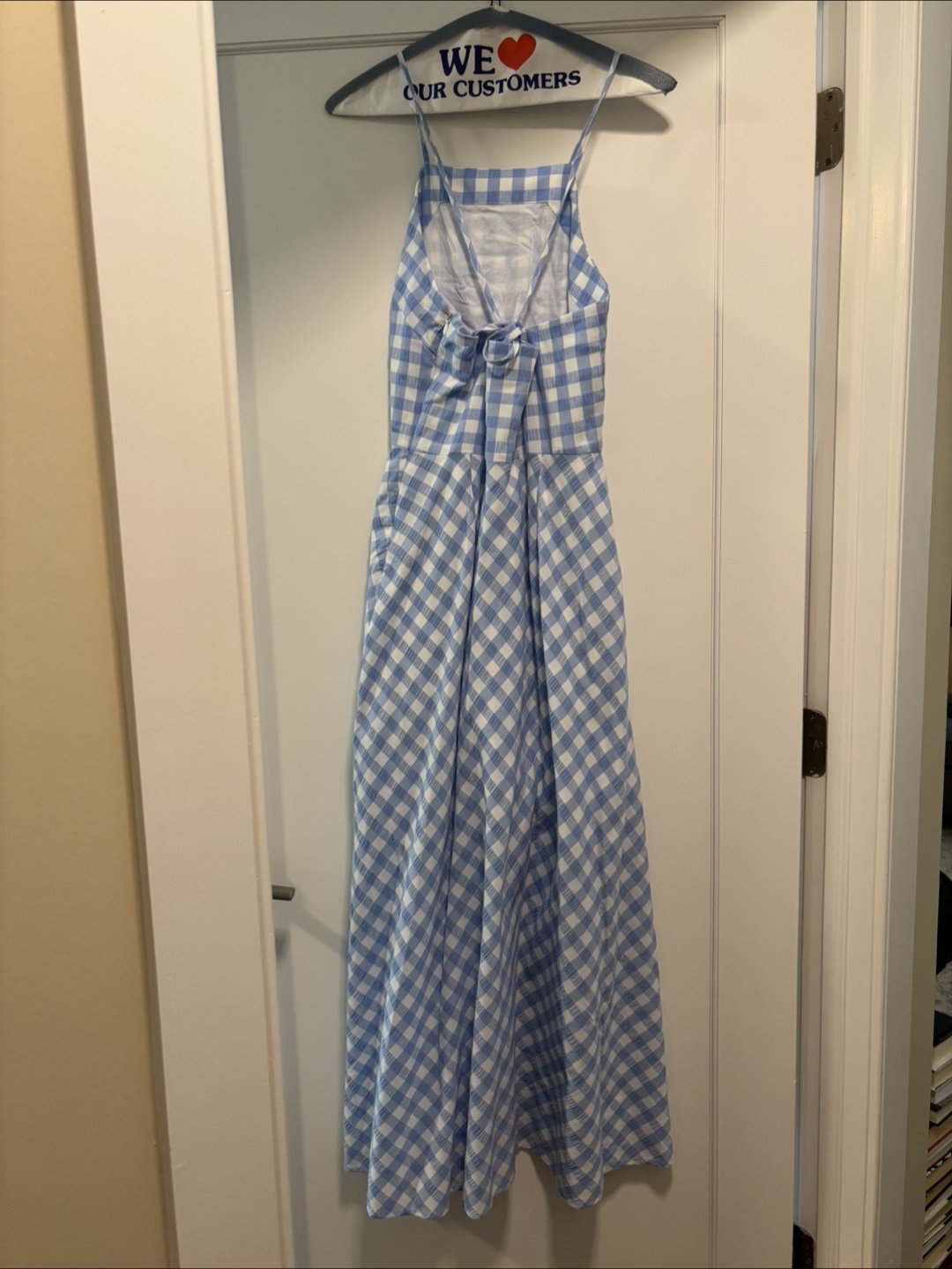 Blue and White Gingham Maxi Dress - photo 2