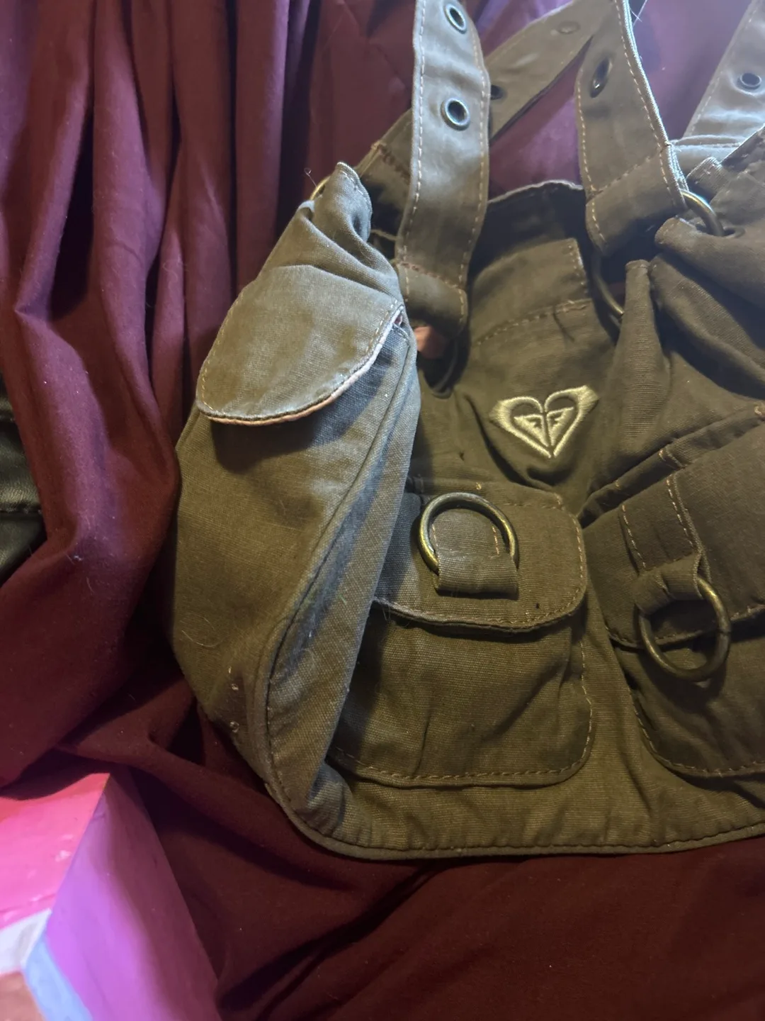 Olive Green Canvas Shoulder Bag image indicator(3)