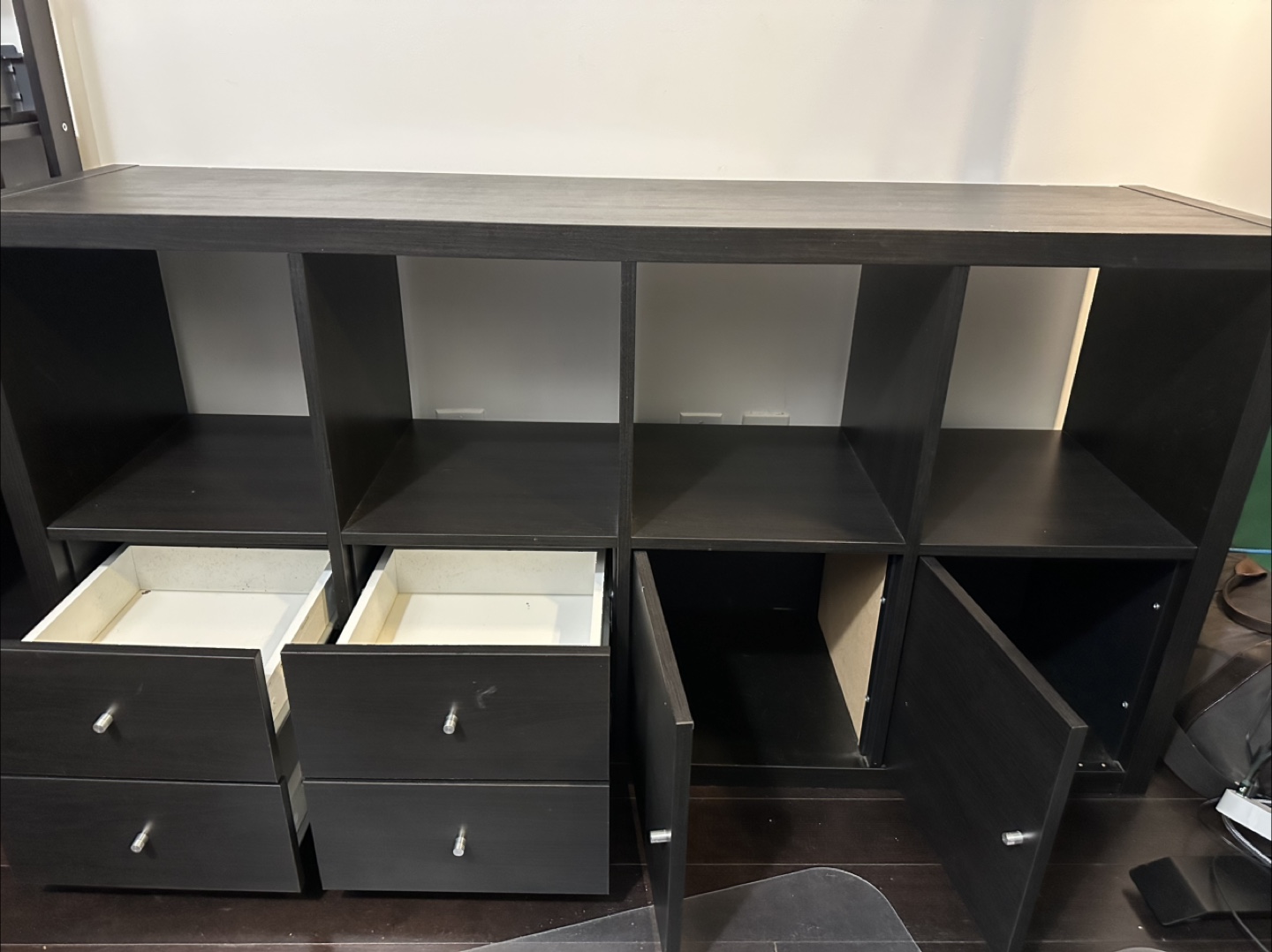 IKEA Kallax 8 Cube Shelving Unit with Drawers - Black-Brown - photo 4