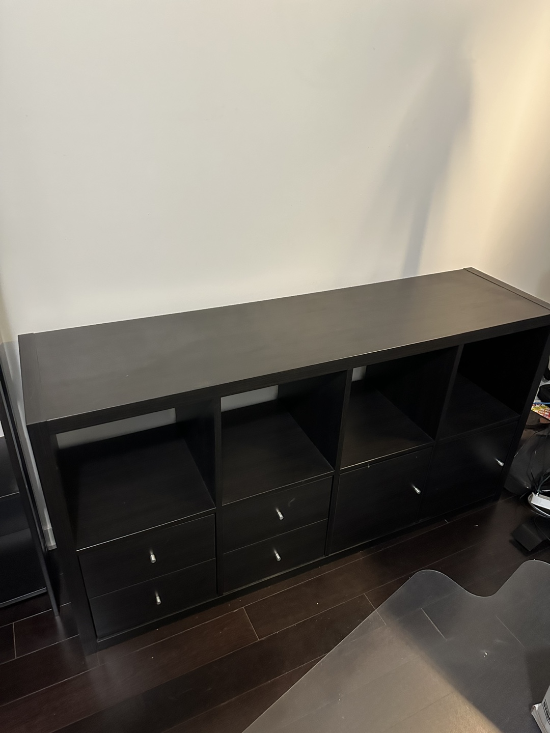 IKEA Kallax 8 Cube Shelving Unit with Drawers - Black-Brown