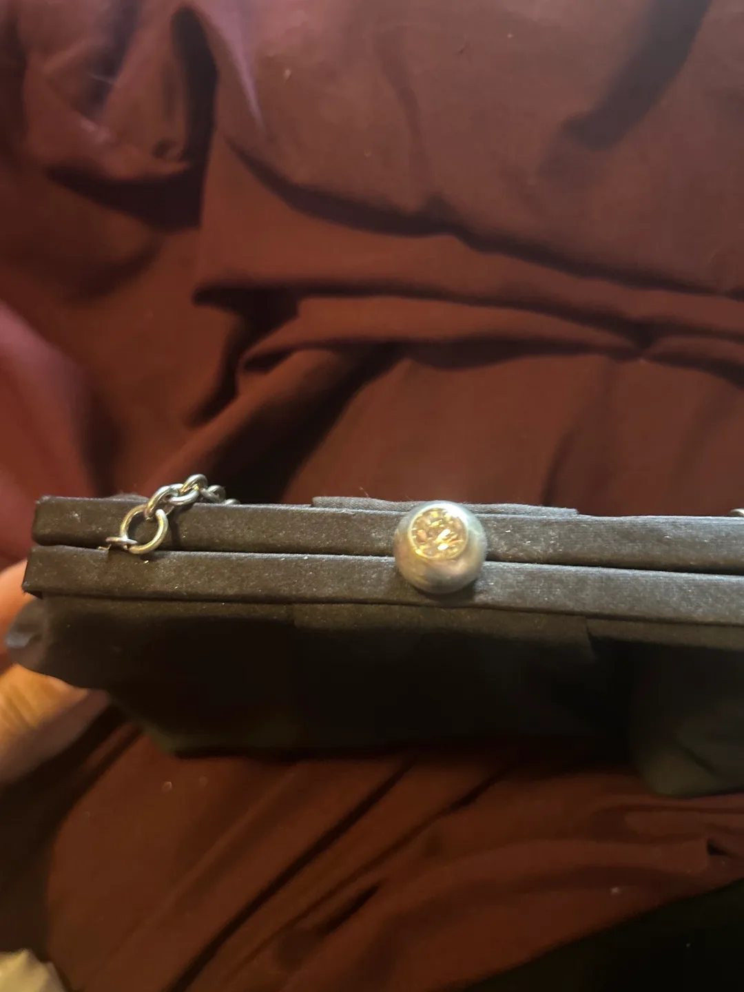 Black Satin Evening Clutch with Chain Strap image indicator(2)