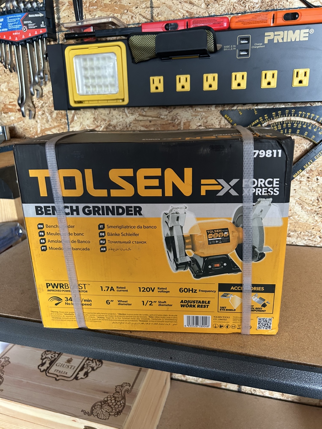 TOLSEN Bench Grinder - 6" Wheel, 1/2" Shaft