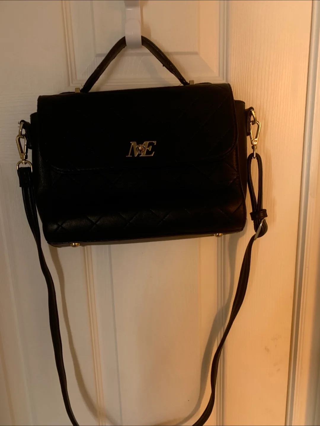 Black quilted satchel handbag thumbnail