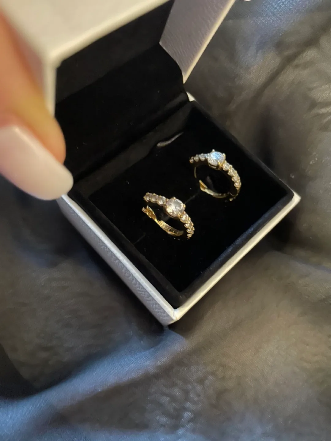 10k Gold plated Crystal Hoop Earrings thumbnail