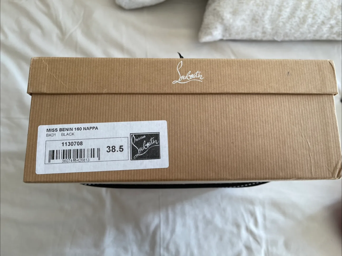 Christian Louboutin Black Leather Slingback Platform Heels image indicator(8)