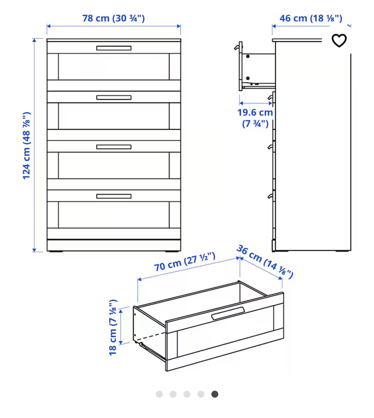 IKEA BRIMNES 5-drawer Chest - Black - photo 3