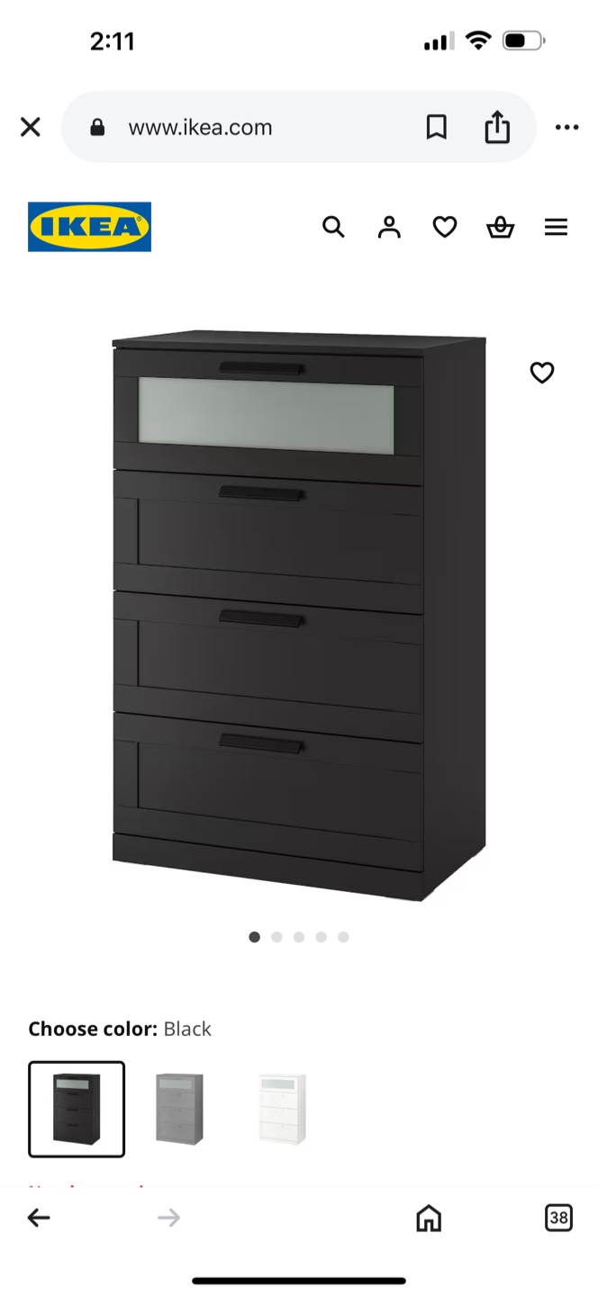 IKEA BRIMNES 5-drawer Chest - Black - photo 2