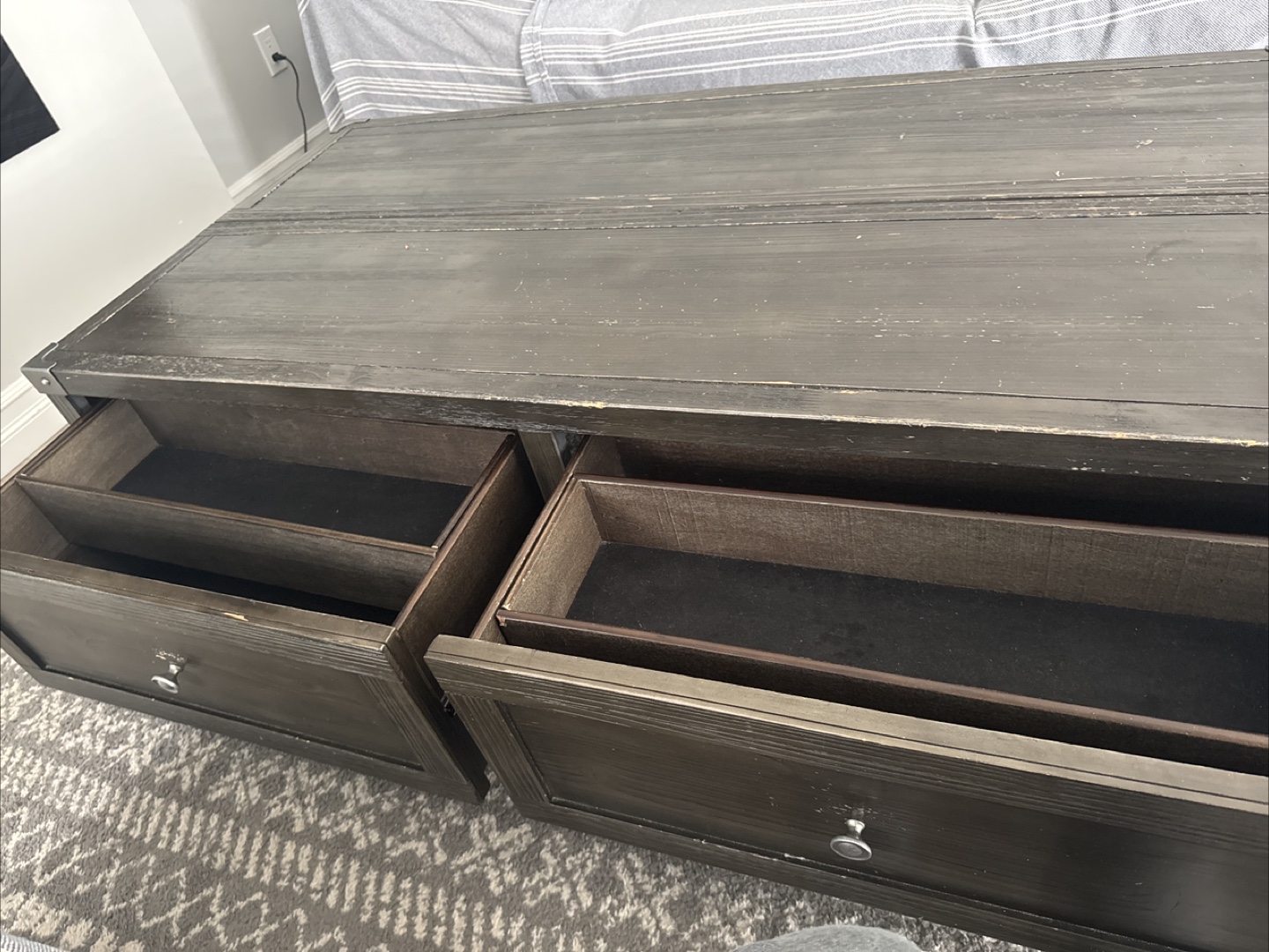 Dark Grey Wood Coffee Table with Storage - photo 2