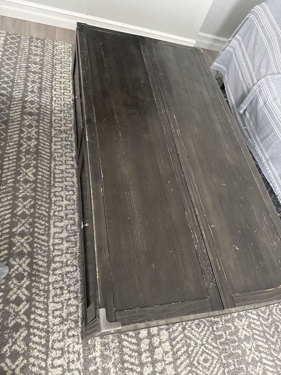 Dark Grey Wood Coffee Table with Storage