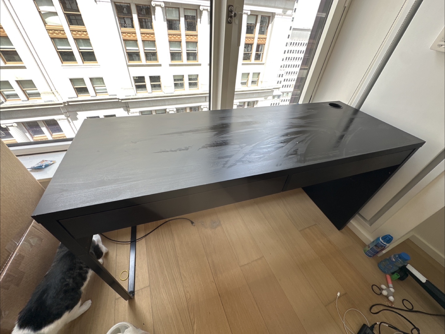 NEEDS TO GO TODAY Black Desk with Two Drawers