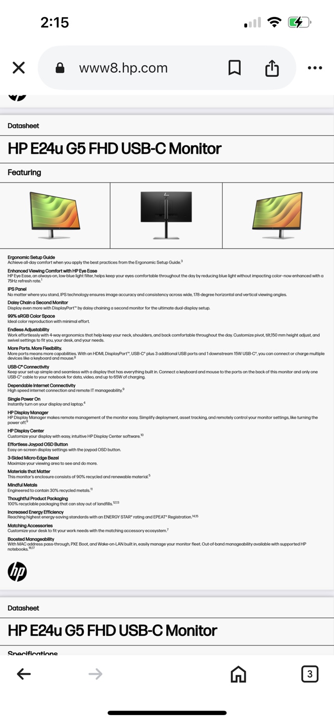 HP E24u G5 FHD USB-C Monitor - Brand New in Box - $200 - photo 5