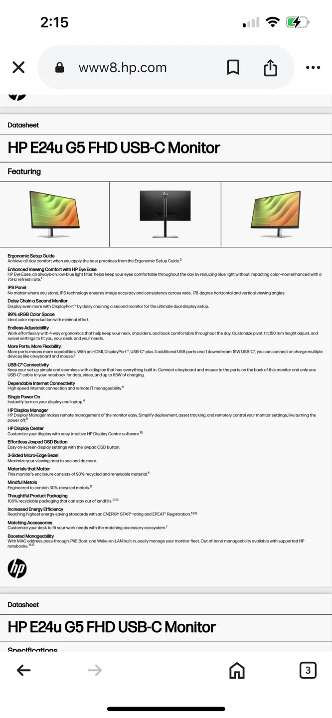 HP E24u G5 FHD USB-C Monitor - Brand New in Box - $320 image indicator(5)