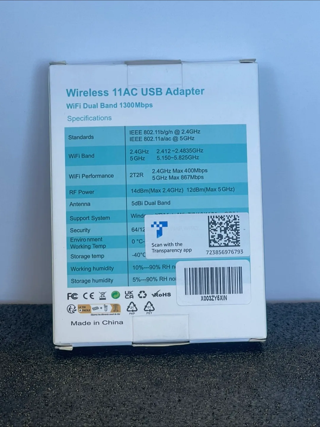 Foktech AC1300 Wireless USB Adapter - 1300Mbps 11ac Dual Band image indicator(2)