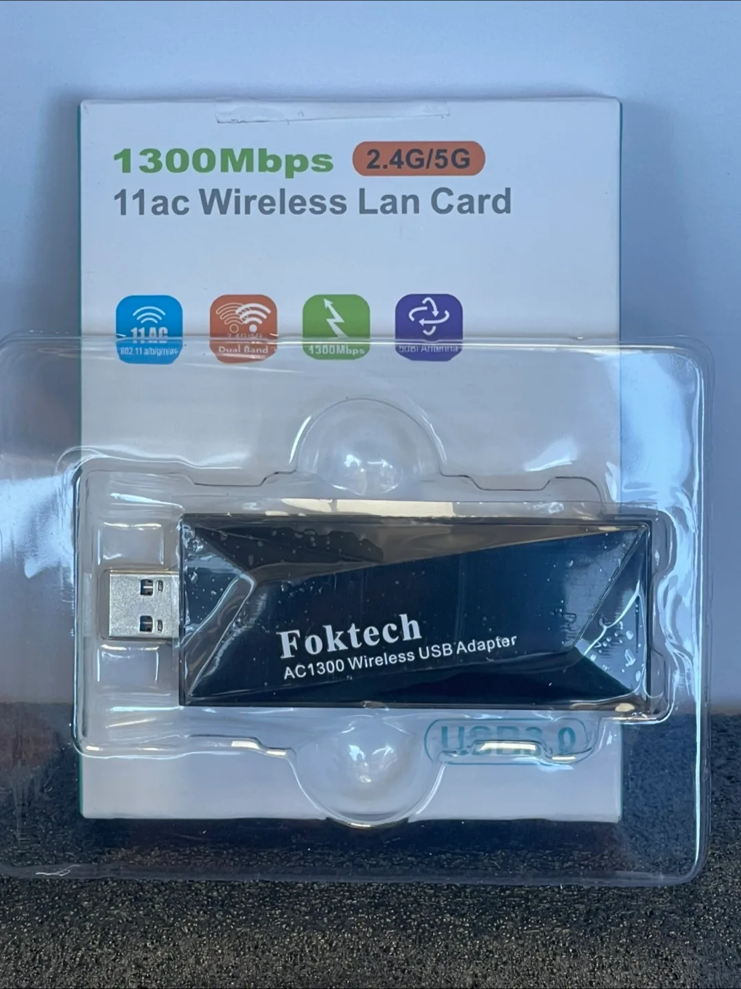 Foktech AC1300 Wireless USB Adapter - 1300Mbps 11ac Dual Band image indicator(3)
