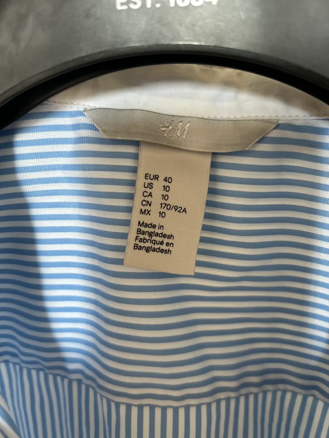 H&M Women's Blue Striped Button Down Shirt (Size 10) image indicator(3)