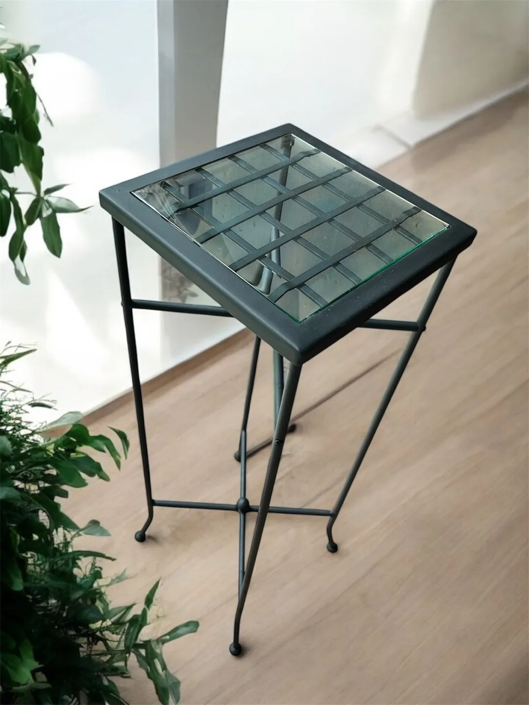 Black Iron Plant Stand with Glass Top image indicator(2)