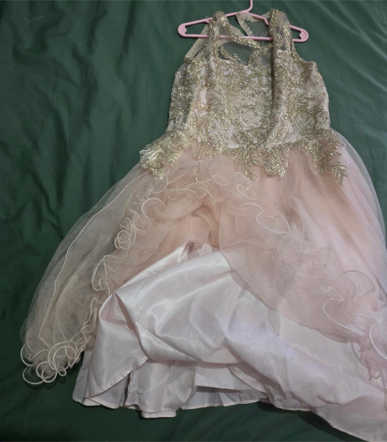 Rare Editions Pink Gold Beaded Special Occasion Dress Size 16 - photo 3