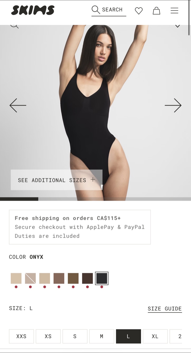 Skims Black Bodysuit - Size Large