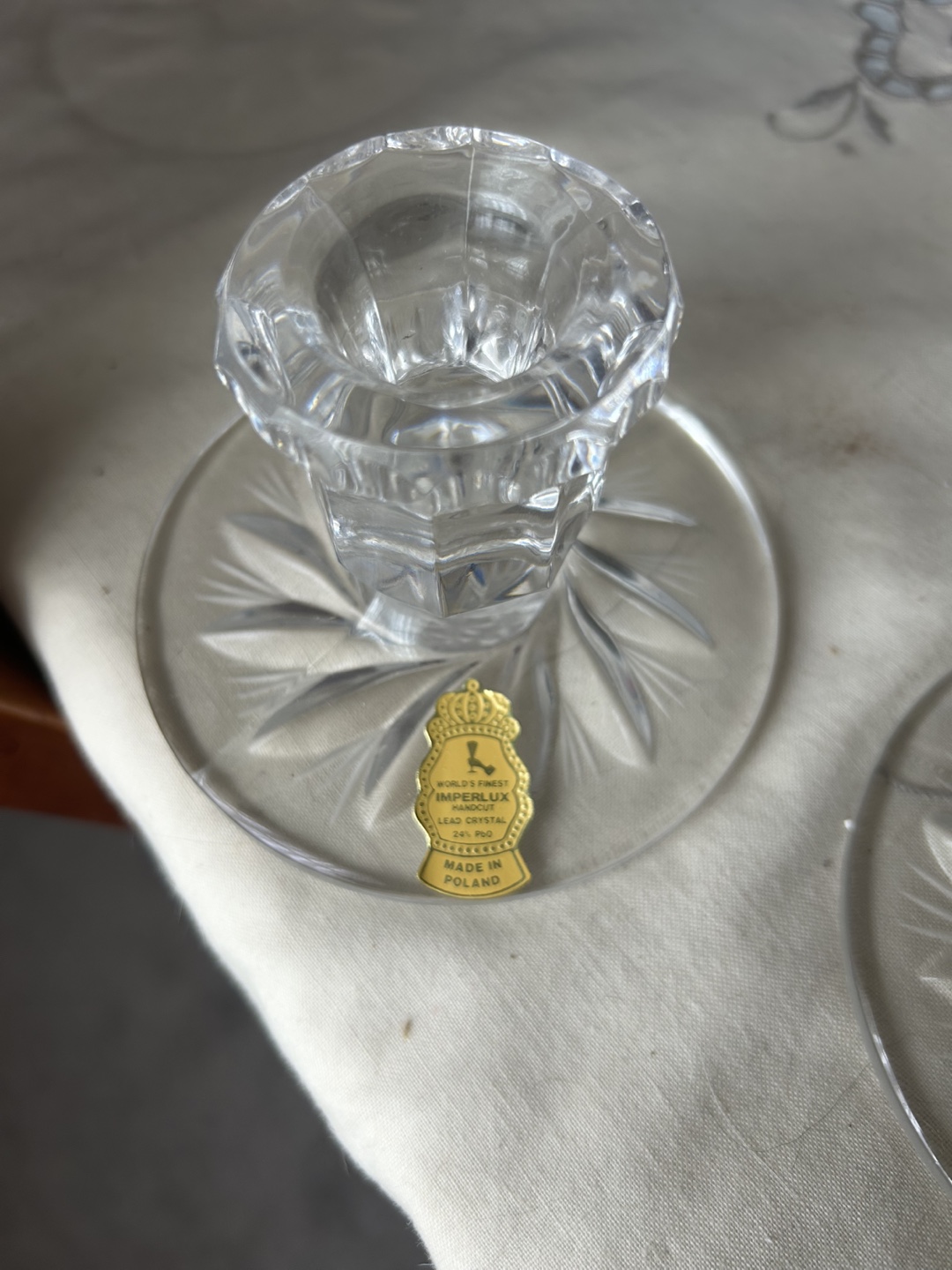 2 Lead pinwheel crystal candle holders - photo 2