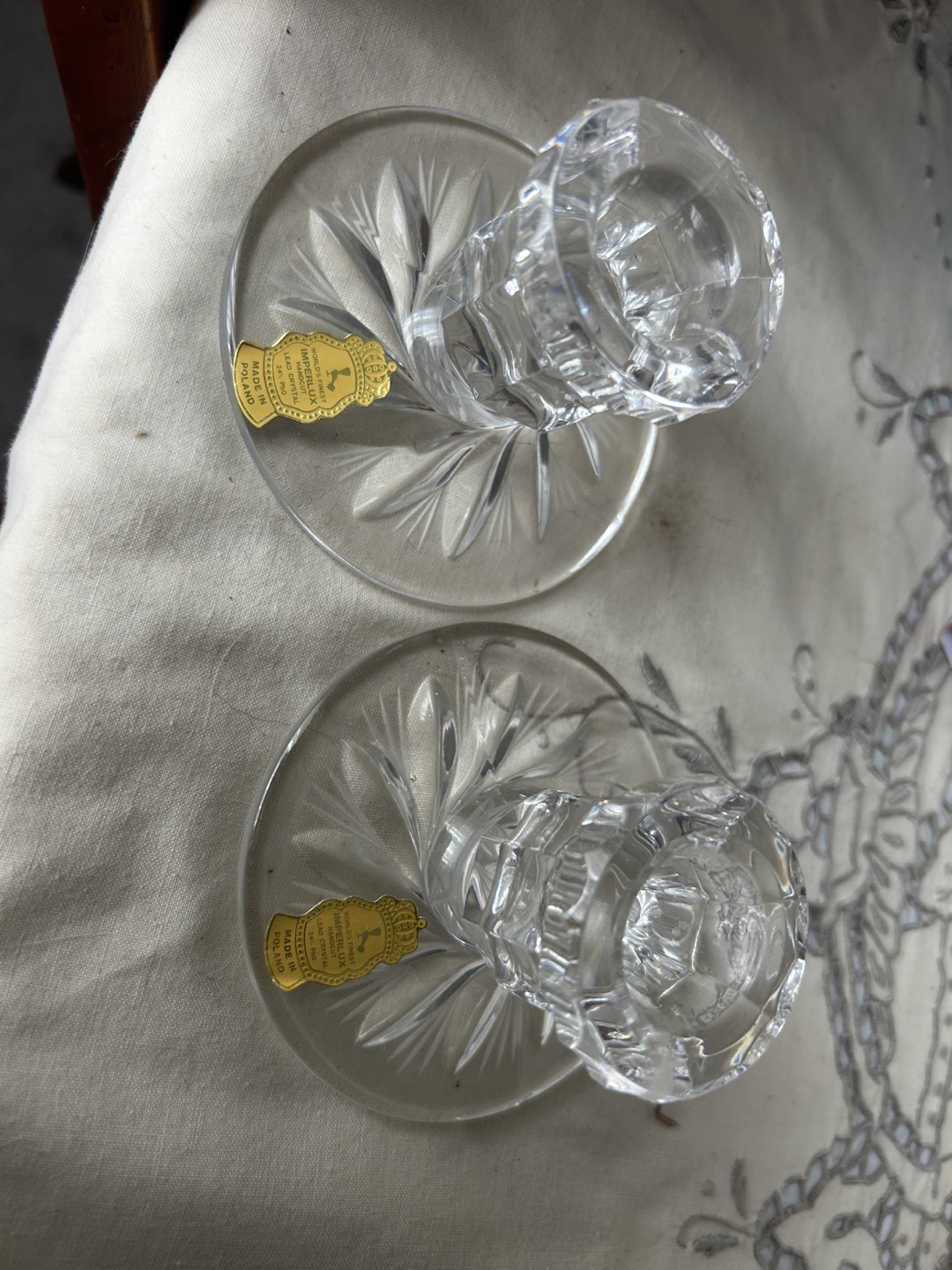 2 Lead pinwheel crystal candle holders - photo 3
