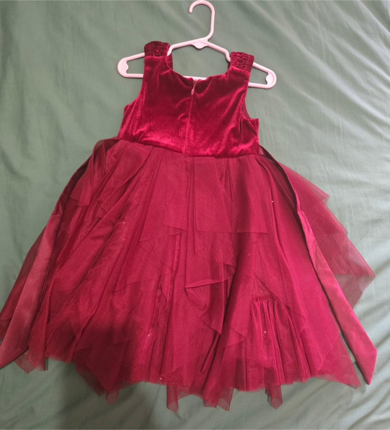 Burgundy Velvet and Tulle Girl's Dress Size 4T - photo 4