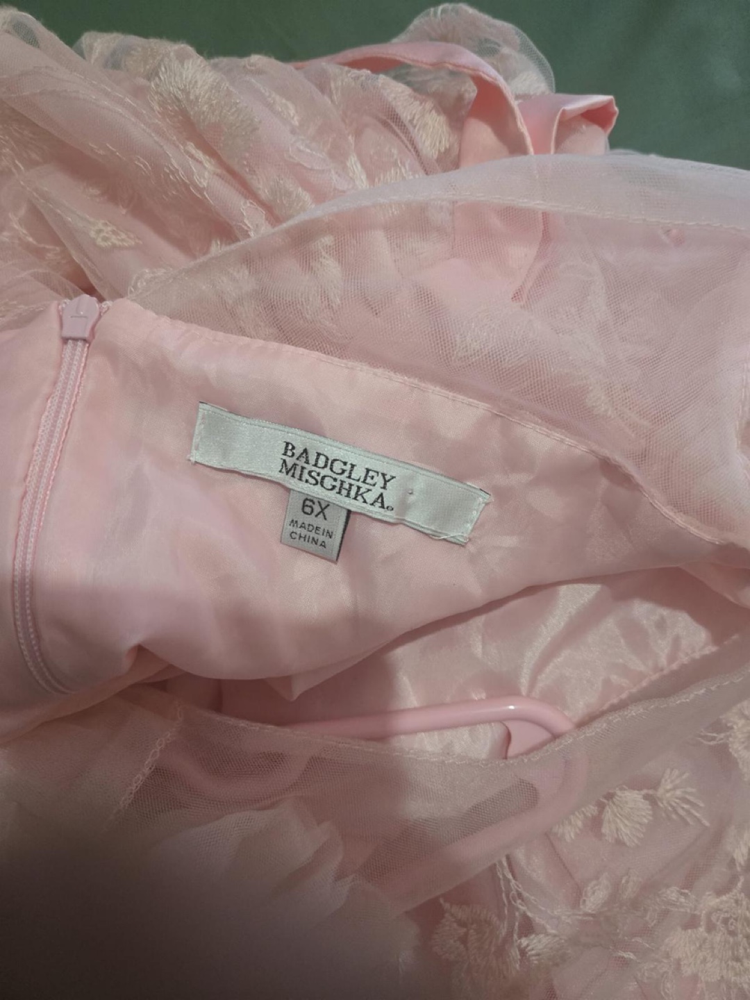 Badgley Mischka Girls Pink Lace Dress Size 6X