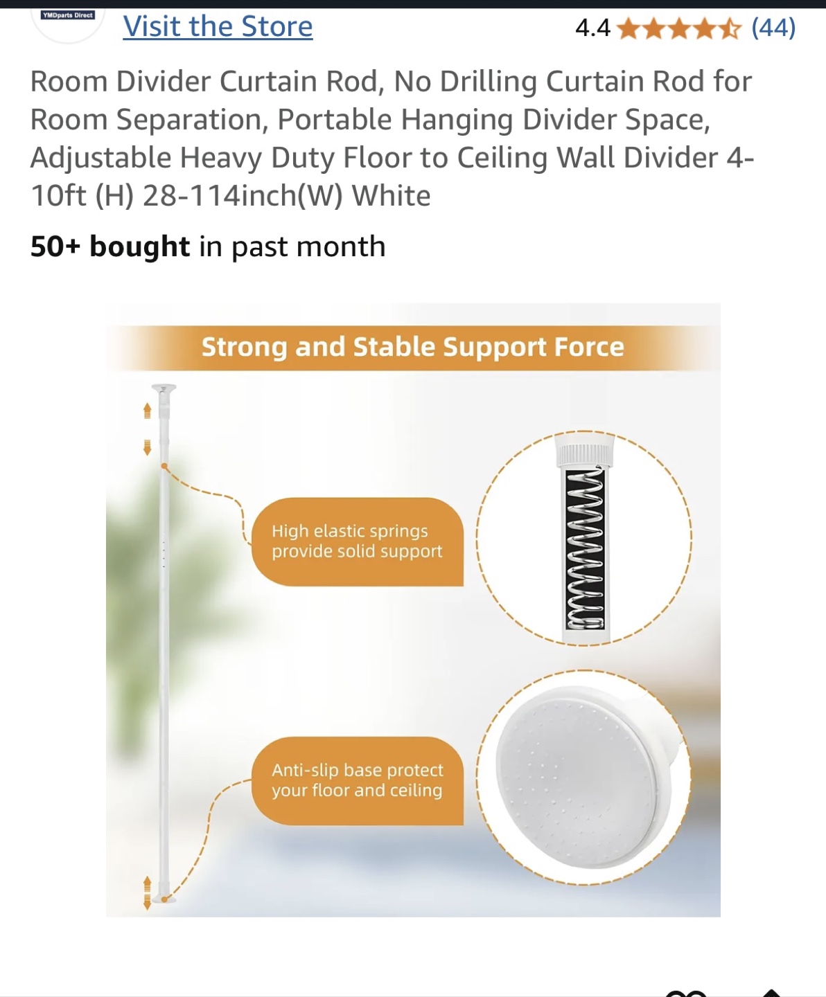 Heavy Duty Adjustable Room Divider Curtain Rod - White - photo 5