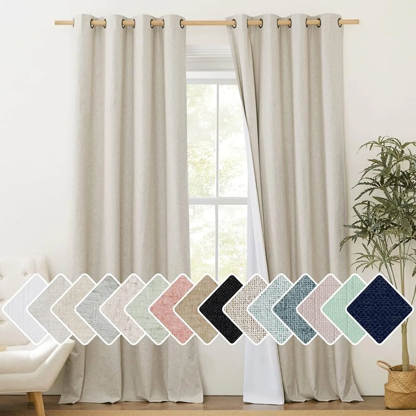 New flax linen blend Blackout Curtain 84L x 52W- 4panels$50 thumbnail