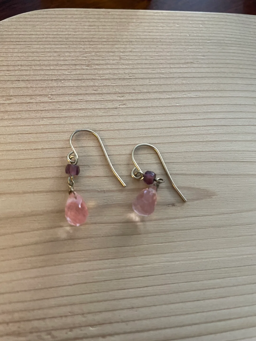 🏒 Delicate Pink & Amethyst Drop Earrings thumbnail