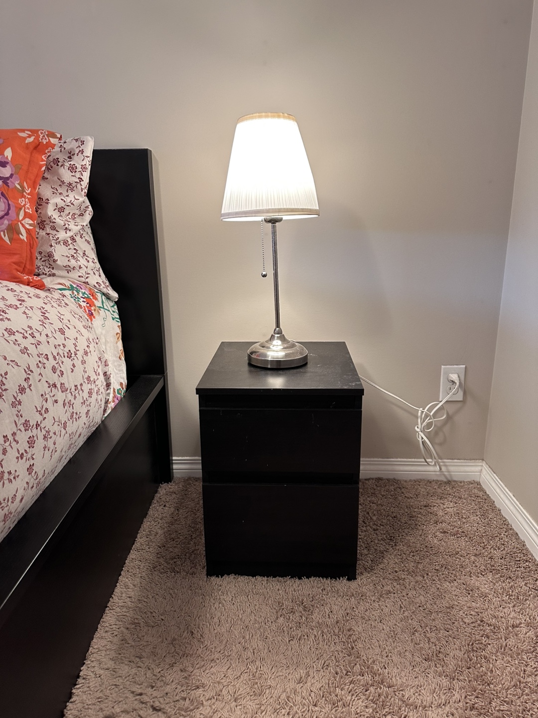 IKEA 2-Drawer Nightstand + Lamps