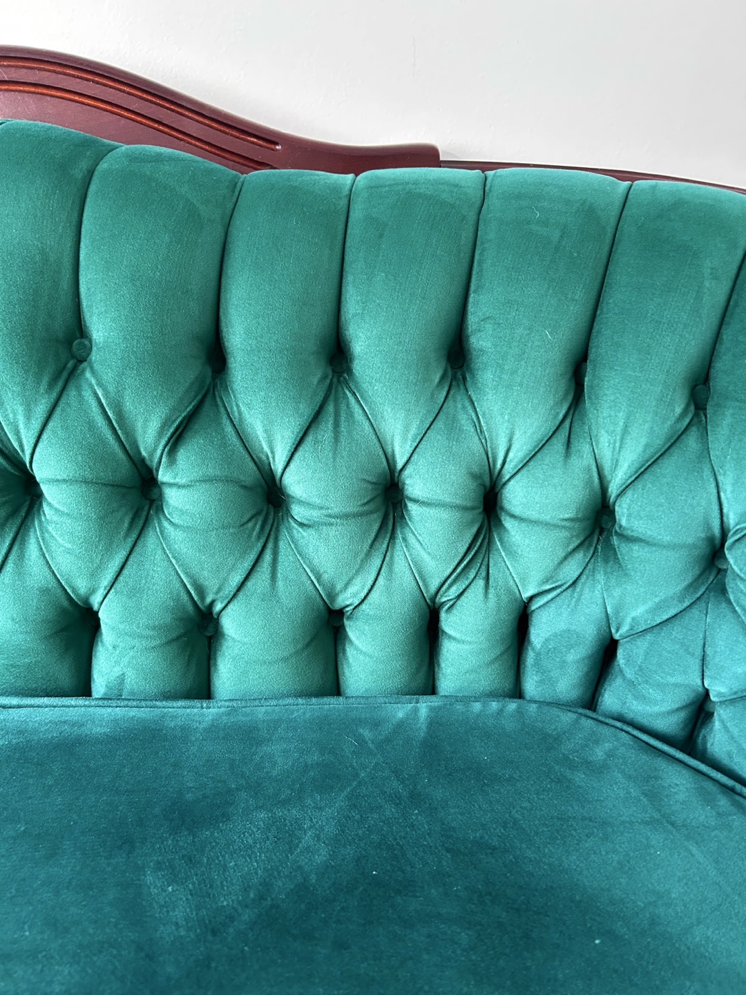 Antique Emerald Green Velvet Sofa - photo 3