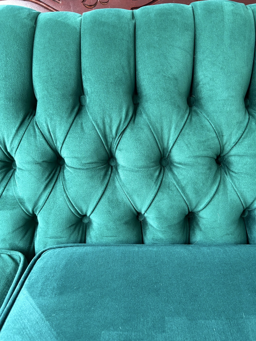 Antique Emerald Green Velvet Sofa - photo 2