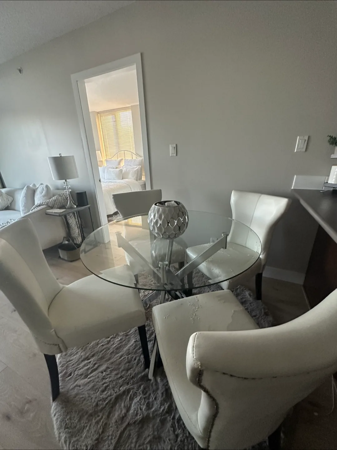 Glass Top Dining Table with Four Chairs thumbnail