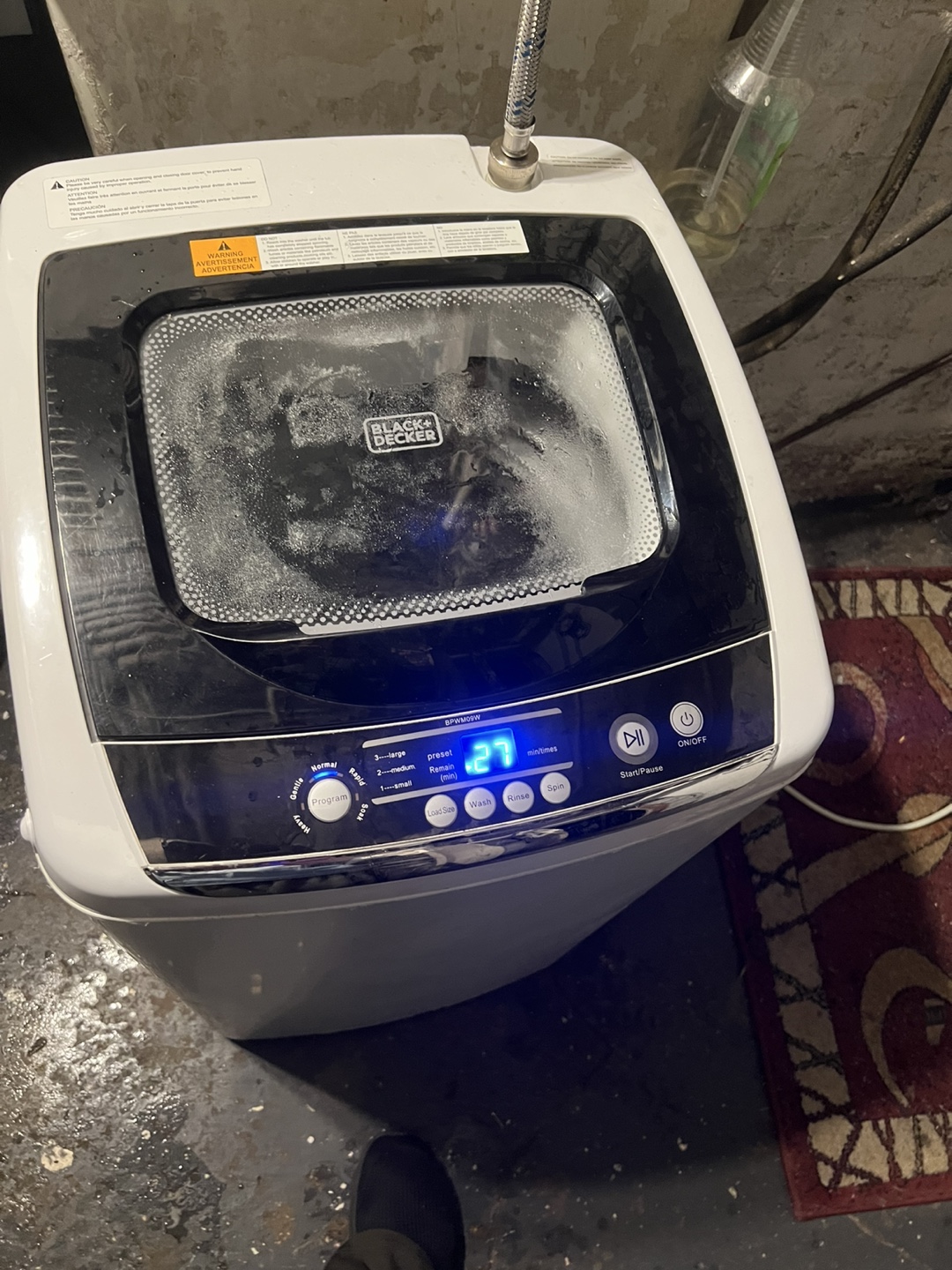 Portable Compact Washer  BPWMO9W, w17”x L17”x H41” - photo 4