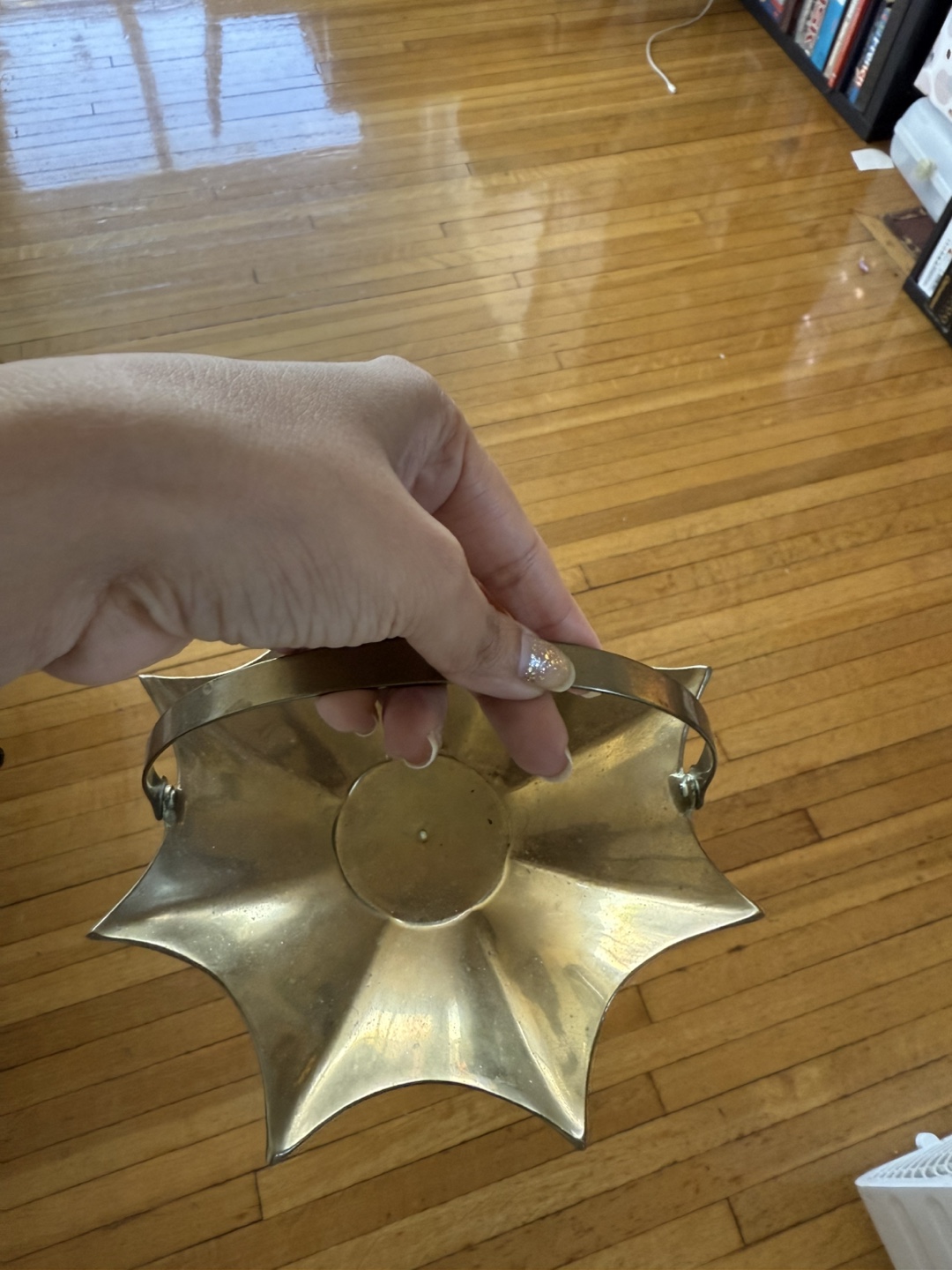 Vintage Brass Starburst Bowl with Handle - photo 2