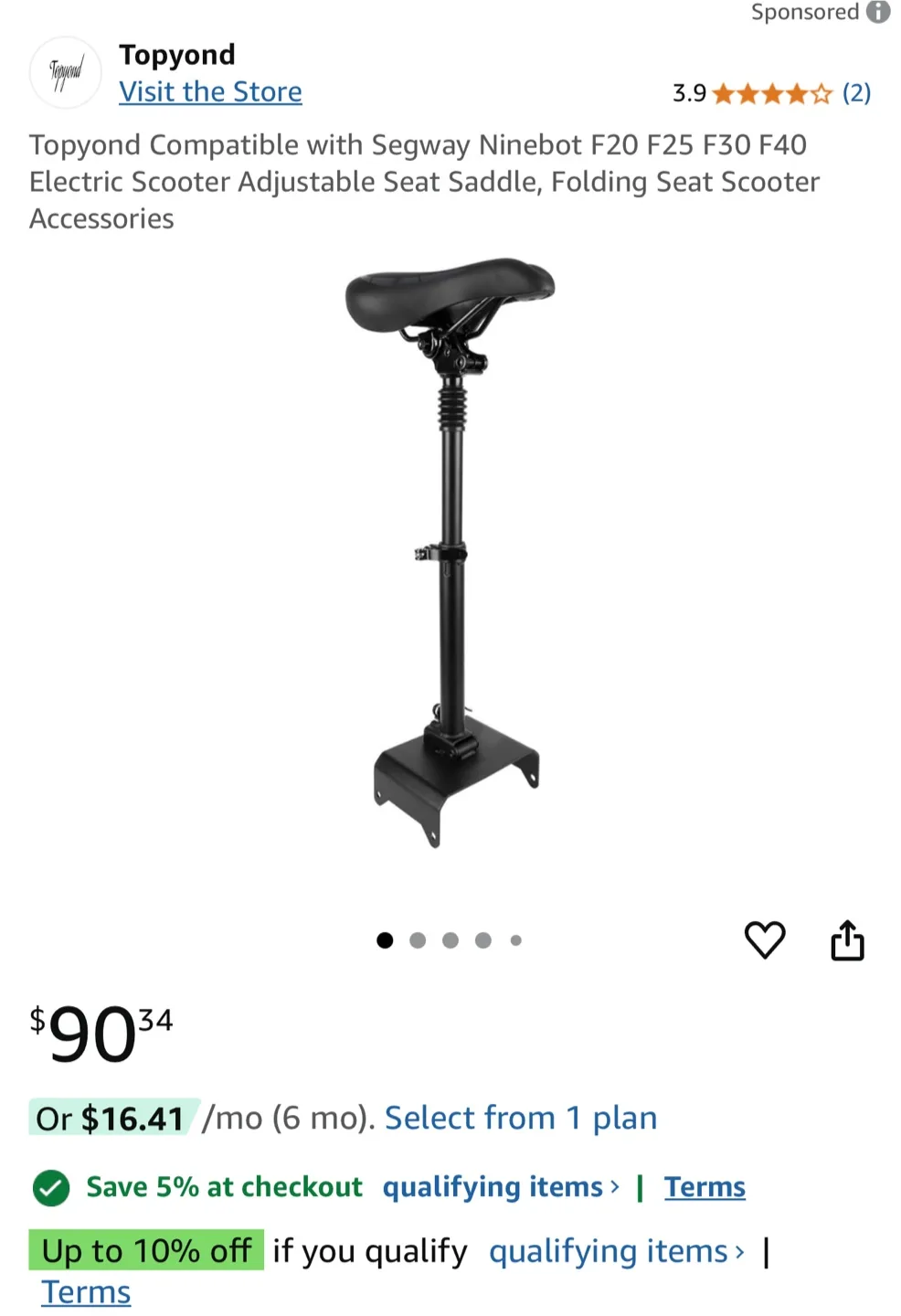 Topyond Segway Ninebot Scooter Seat & Accessories thumbnail