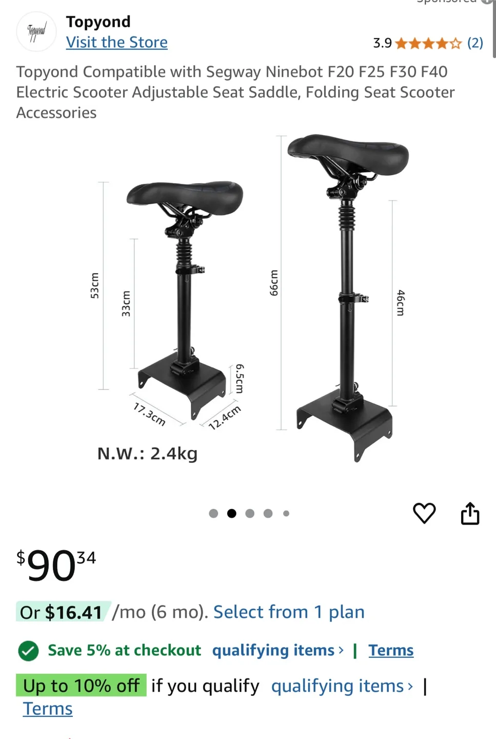 Topyond Segway Ninebot Scooter Seat & Accessories image indicator(2)
